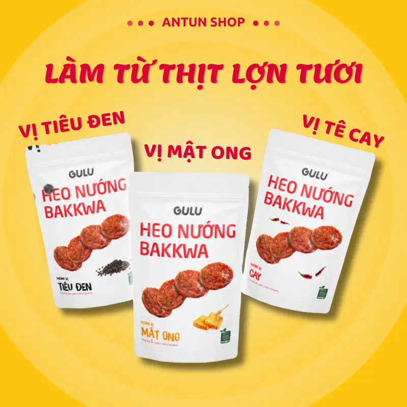 [Combo 3 Gói 300g] Thịt Heo Nướng Bakkwa GULU FOODS - Snack Ăn Vặt 2
