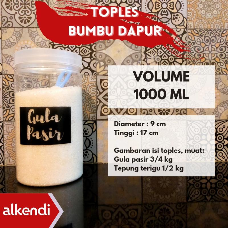 TABUNG 1000 ML - TOPLES BUMBU DAPUR - TUTUP NATURAL (BENING) 1