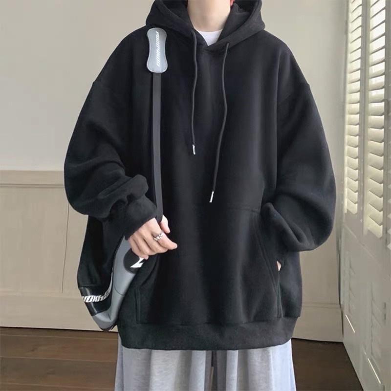  Áo Hoodie Khoác Nỉ Trơn  2  Basic Trơn Nam Nữ Form Rộng Tay Phồng Chất Dày Mũ To 2 Lớp Cute Giá Rẻ Chỉ giặt tay Vietnam Menswear Dài Tay 