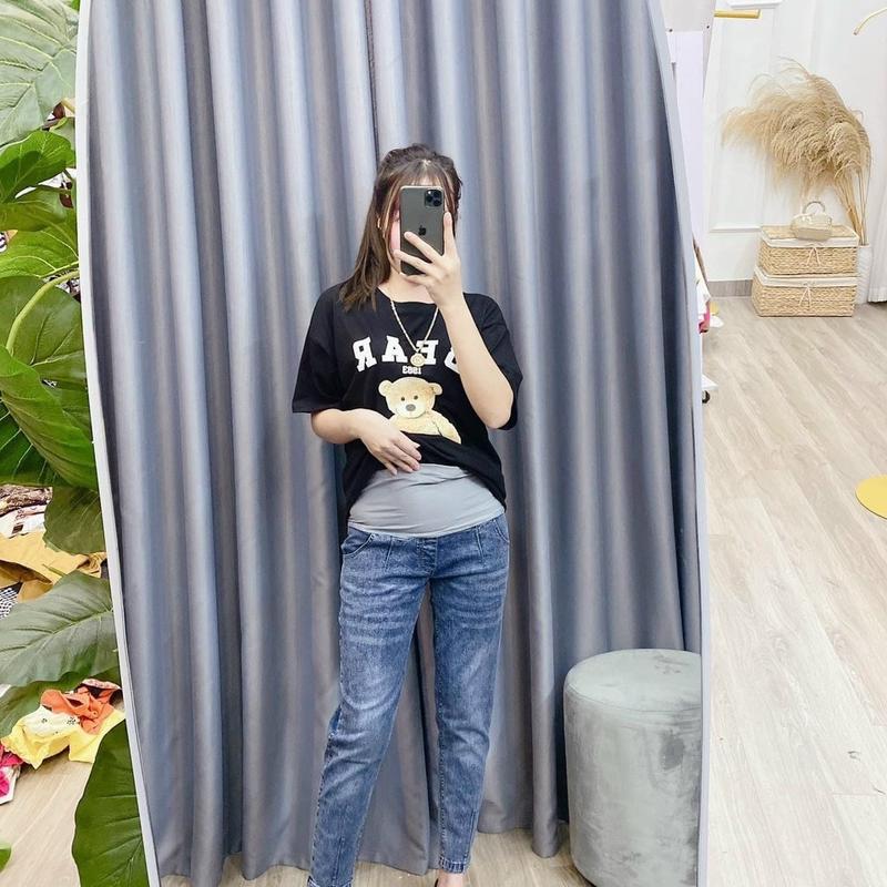  Quần Bò Bầu Dáng Baggy Mặc Bầu Từ 40kg Đến 75Kg  ảnh thật shop chụp  Có Chun Chỉnh Bụng Dành Cho Mẹ Bầu 