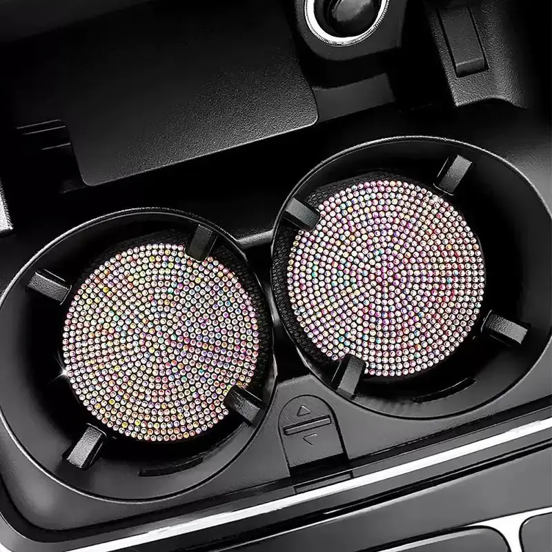 2pcs Imitation Diamond Fashion Car Cup Cushion Bling Car Cup Holder Coaster Anti-slip Popular and fashionable coasters 5