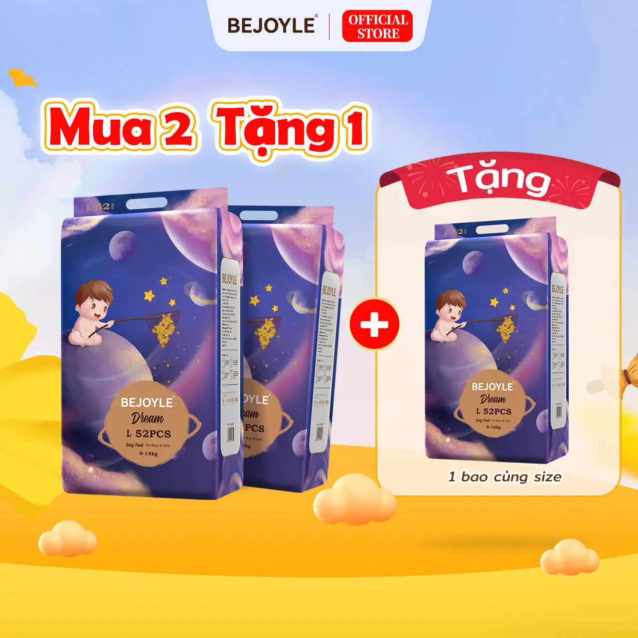 【Mua 2 tặng 1】Bỉm quần Bejoyle cao cấp size S/M/L/XL/XXXL bỉm quần chính hãng tã quần cho bé bỉm trẻ em bỉm Bejoyle 156 miếng quần Bộ Trẻ mới tập đi