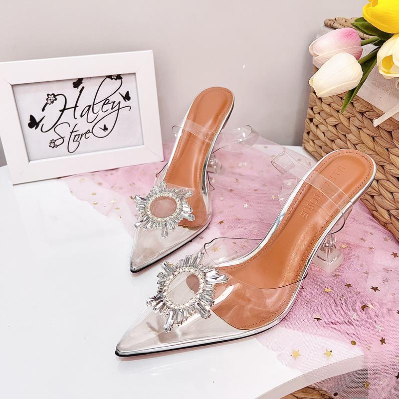 Product Introduction of (FORM NHỎ- LẤY LÊN 1 SIZE)Giày cao gót phale đá mặt trời bít mũi 9cm/7cm HALEY STORE mika trong suốt đi chơi đi tiệc đi làm đám cưới kỉ yếu 12