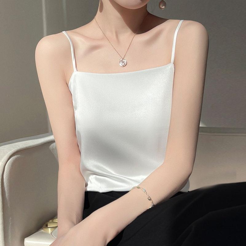 Áo 2  dây nữ lụa satin cao cấp mặc trong áo blazer AO0022 - Trắng  - Top, Women tank nu yếm hở  lưng tube 3 lỗ 2000s tops