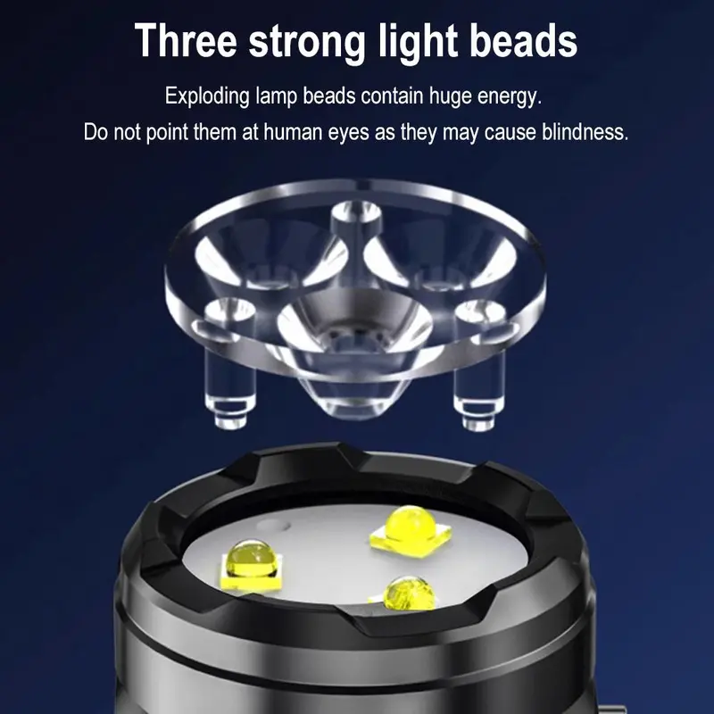 Đèn pin siêu sáng mini cầm tay LED từ tính đa chức năng Đèn pin mạnh hình quái vật ba mắt 5