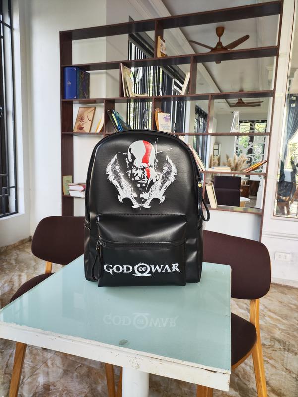 Balo đi học in Kratos quai to cho nam nữ Size 42 vừa sách vở A4 laptop Bag Da 6
