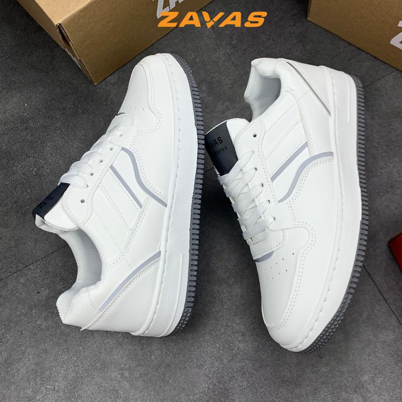 Giày thể thao nam sneaker màu trắng, ZAVAS bằng da thời trang form giày gọn gàng dễ mặc đồ đi êm chân-Z69 - Xám Shoes Đế Bằng