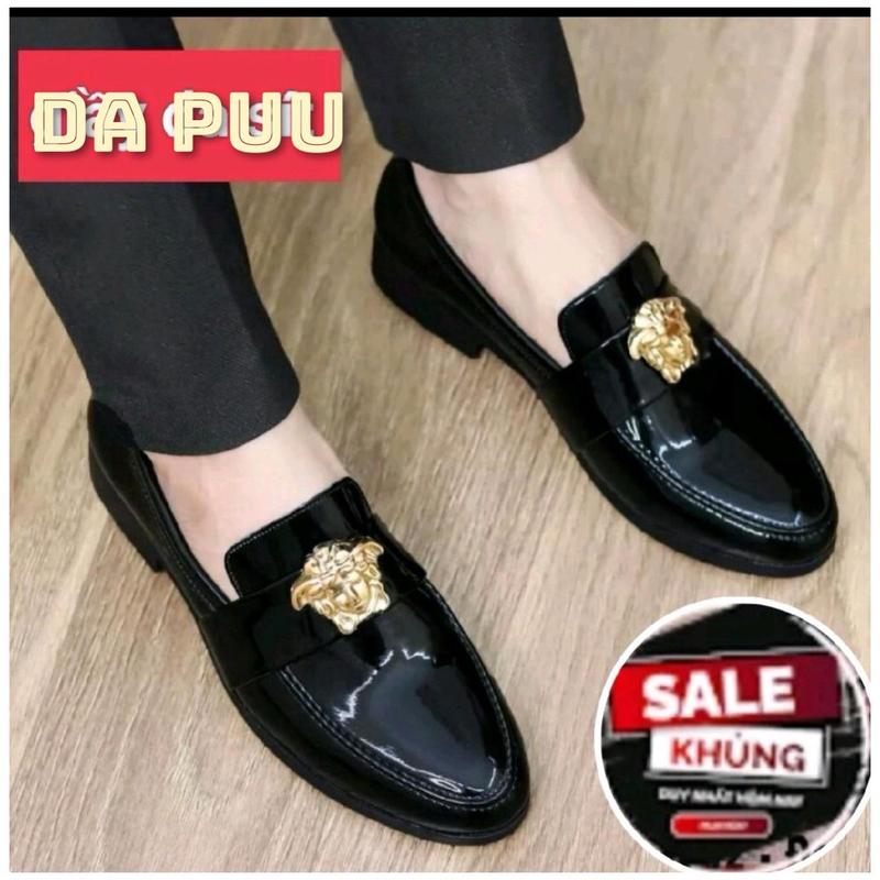  Giày Lười Da nam bóng pu hàng kỹ mặt người trơn cực đẹp giày dự tiệc ,đế cao su Khâu May Đế cao su Chắc Chắn mã g1 size 38 ts 43 