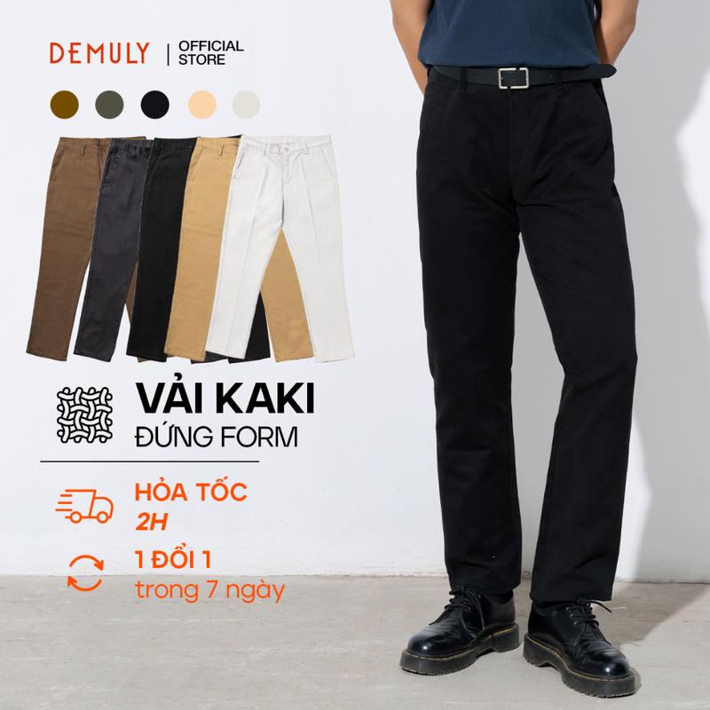 Quần Kaki Nam cao cấp công sở DEMULY ống suông, vải cotton, form rộng DP1 - Demuly Daily Khaki Pants