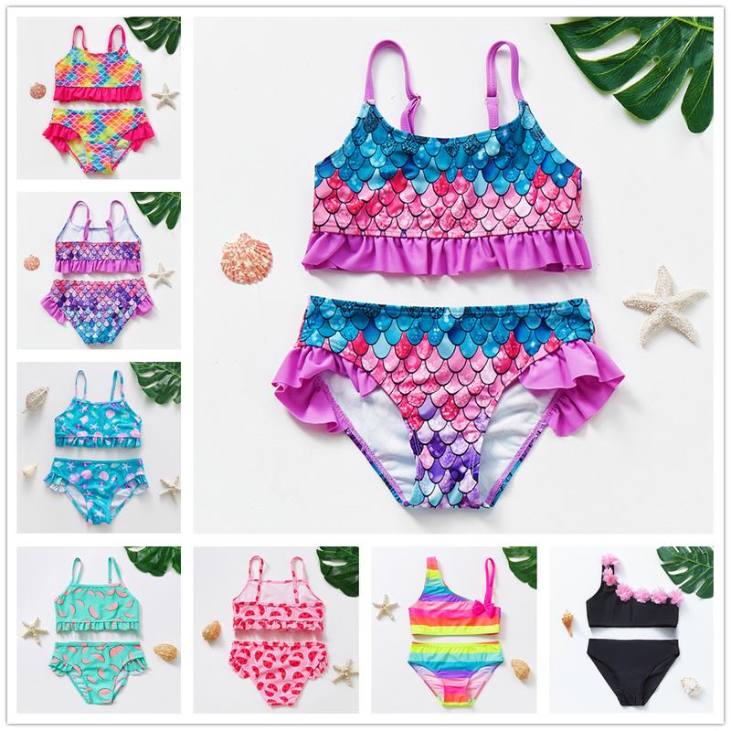 3~12Year Girls Swimsuit Kids Swimwear Cute print Kids Bikini Sets