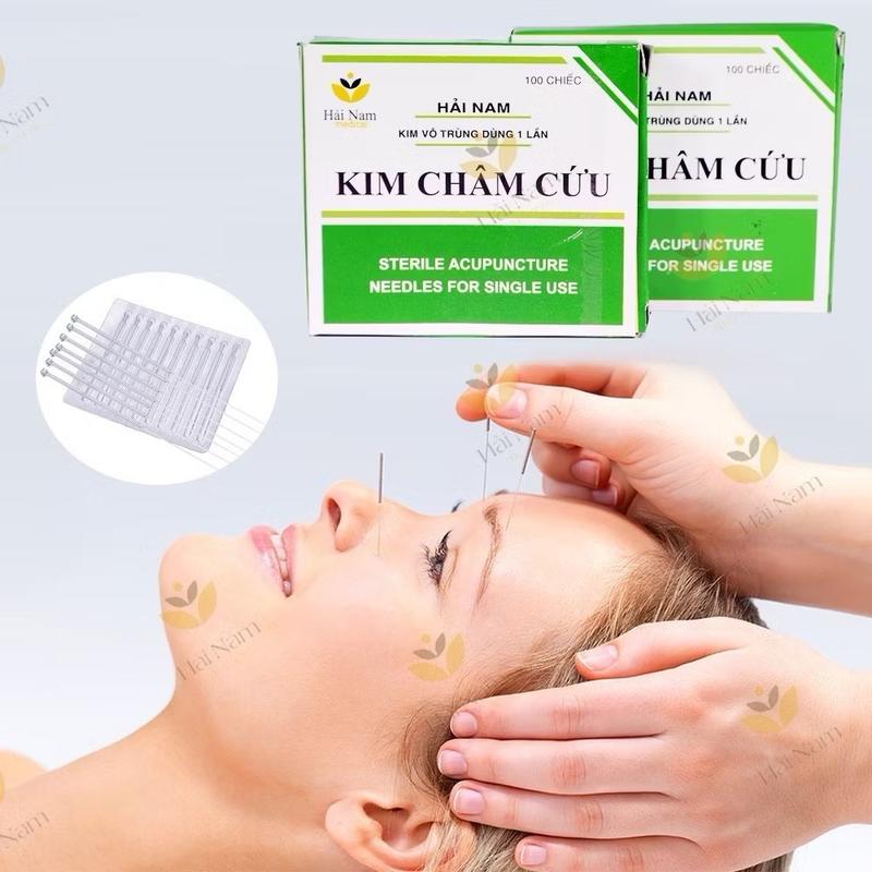  Kim châm cứu Hải Nam tiệt trùng từng cái dùng 1 lần Hộp 100 cái 
