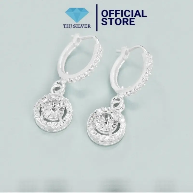 Bông tai tròn treo sang trọng sáng đẹp- THU HUONG SILVER 1