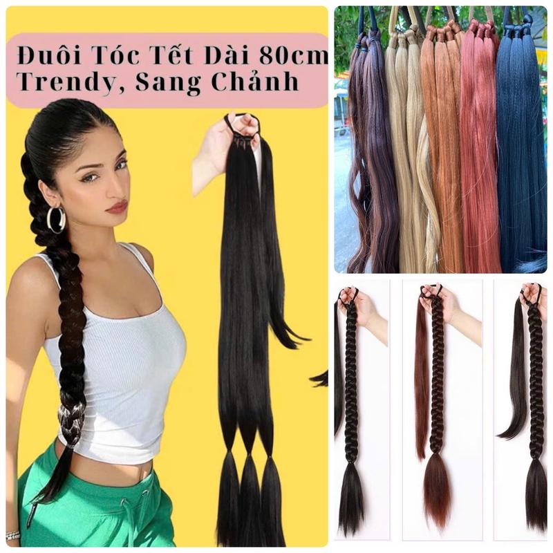 Tóc giả thắt bính TG601 dài 70cm, tết chung vs tóc của bạn. Phong cách punk