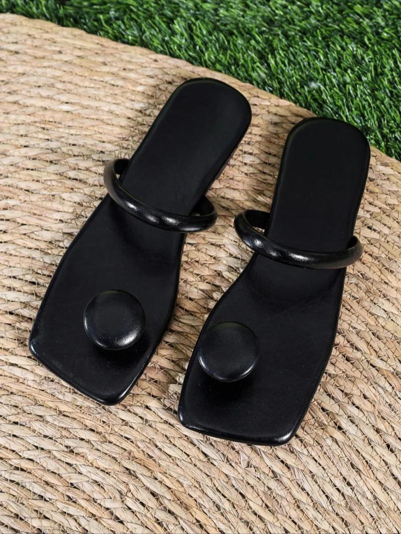 Product Introduction of Women's Solid Color Open Toe Slides, Casual Comfortable Flat Sandals for Summer, Lightweight Breathable Slides for Indoor & Outdoor Wear, Shoe 1