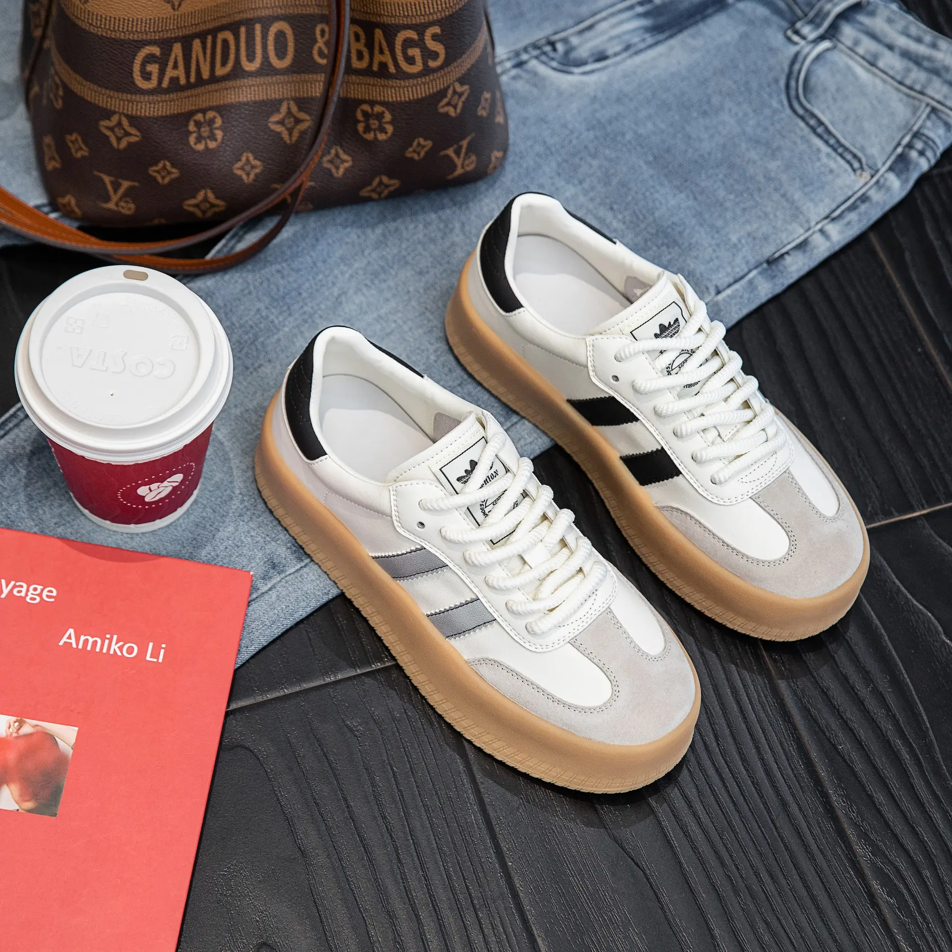 Retro German Training Shoes Thick-Soled Women's Shoes 2024 Look Summer New Height Increasing Insole Sneaker White Shoes Women's Casual Sneakers Women's Shoes