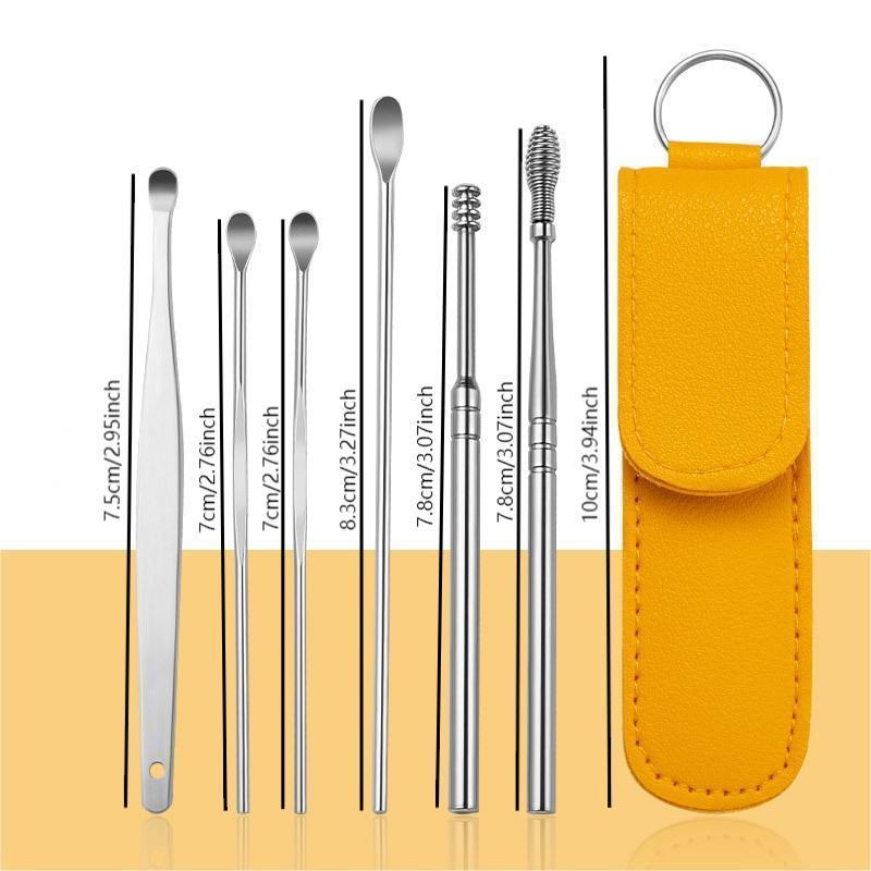 6pcs Ear Wax Cleaning Tool Set With Storage Bag, Portable Ear Pick Tool For Home & Travel 5