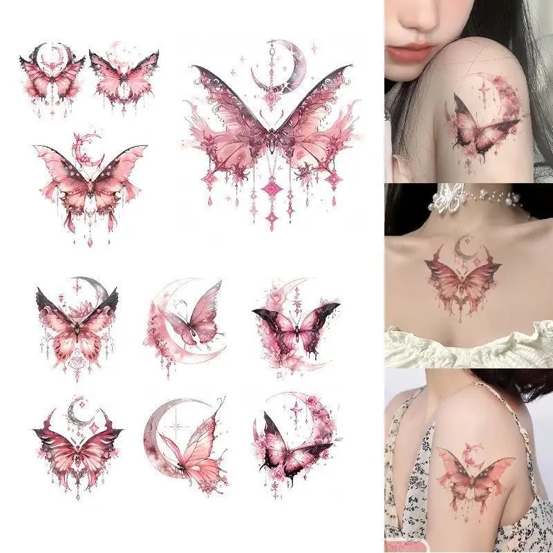 Hình Xăm Bướm, Thẩm Mỹ Đầy Màu Sắc, Lâu Trôi, Tay Ngọt Ngào, Màu Hồng, Ngầu, Nóng Bỏng, Thích Hợp Cho Các Cô Gái, Miếng Dán, Độc Đáo Cao Cấp
