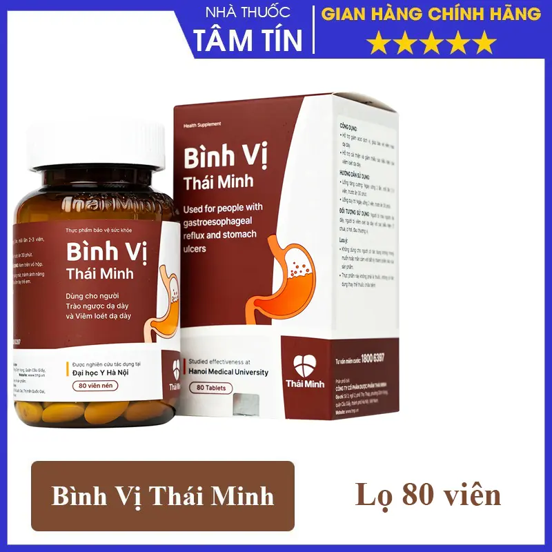 Bình Vị Thái Minh - Giảm Trào Ngược Dạ Dày, Giảm Thiểu Các Biểu Hiện Của Viêm Loét Dạ Dày lọ 80 viên binh vi thai minh