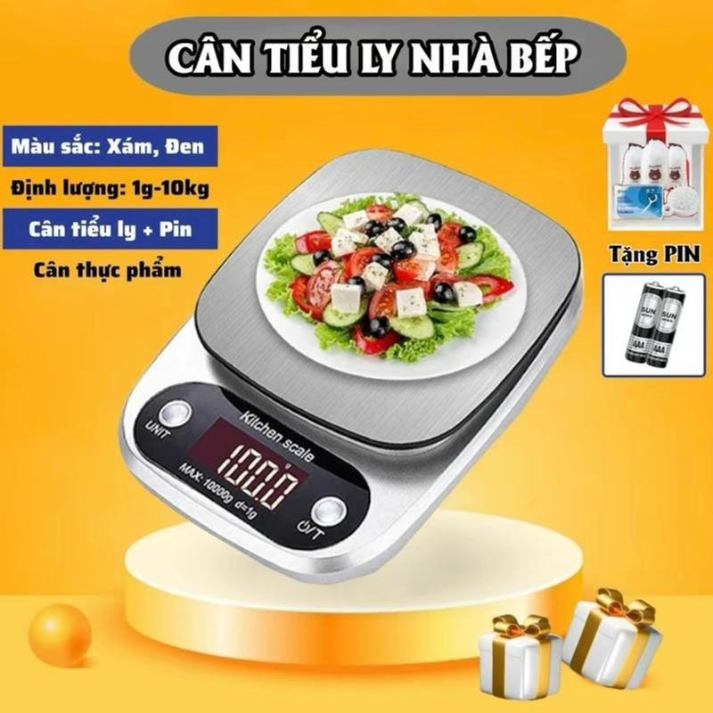Cân tiểu ly điện tử 10kg - 1g, Cân tiểu ly độ chính xác cao, Cân điện tử thực phẩm Gia Dụng Yến Nhi 01 Đa Năng