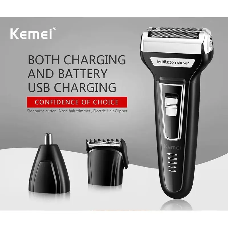 [BISA COD] Kemei KM 6558 Hair Clipper 3in1 Alat Cukur Rambut Jenggot Dan Bulu Hidung 4