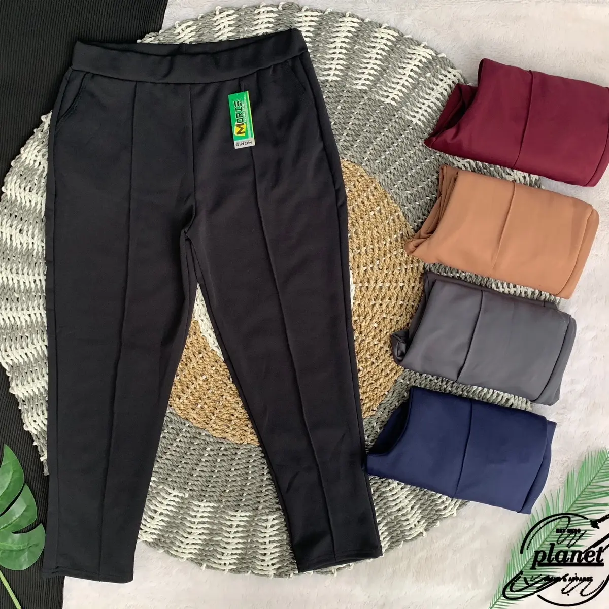 Celana Polos Jumbo Wanita Bahan Scuba Pensil Panjang Big Size Jumbo Kain Melar Stretch Pinggang Karet Hitam Nyaman Abu Tebal