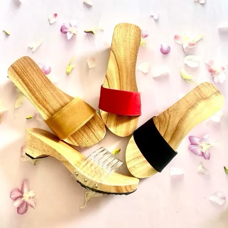 Guốc mộc guốc gỗ đế 5 phân cao gót mặc đồ lam áo dài