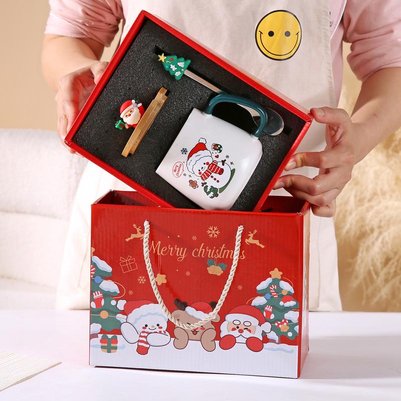 Product Introduction of Christmas Gift Santa Claus Mug with Cover Spoon Good-looking Ceramic Cup Practical Gift travel  water Drinkware Tumbler Reusable Washable Coffee Drink Reuse Drinkware Tumbler 4