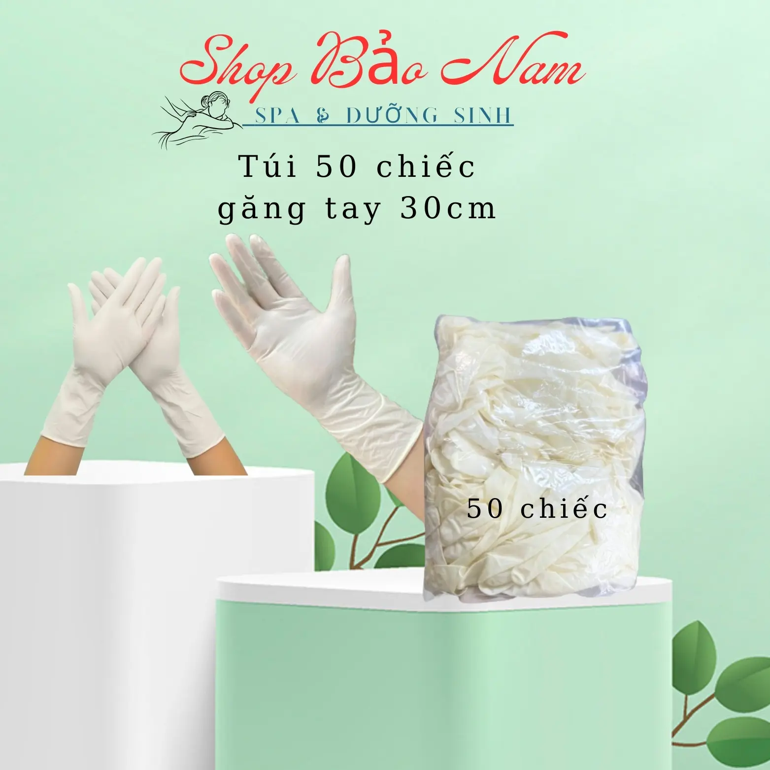1 Túi 50 chiếc Găng tay Latex 30cm Hàng Chính Hãng Malaysia. Co giãn, đàn hồi cực tốt, có nhám toàn bộ bàn tay