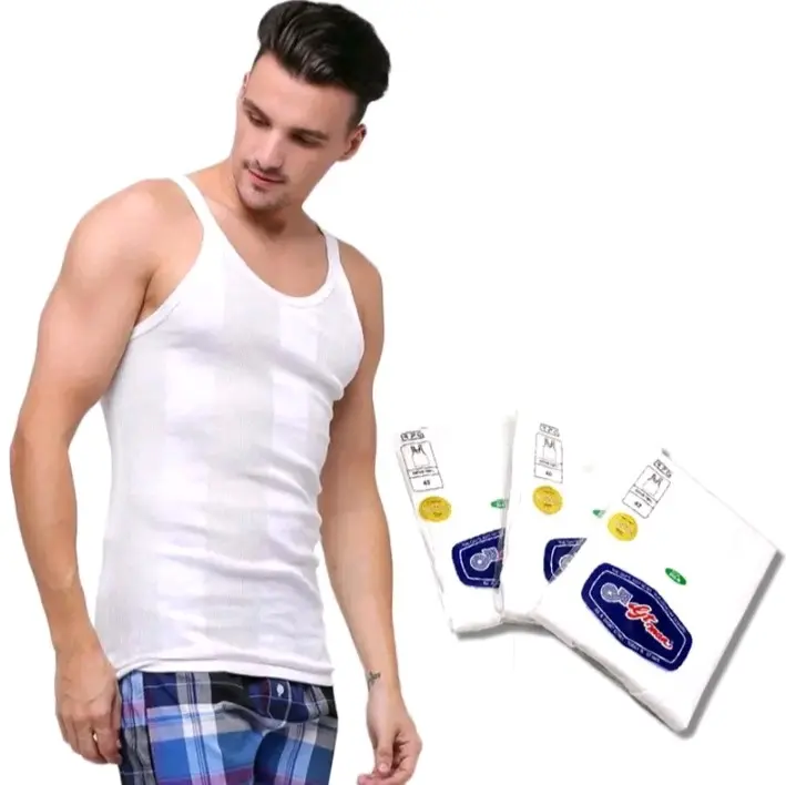 Singlet Pria Dewasa Gt Man Salur Putih - 3 Pcs - Nyaman, Lembut