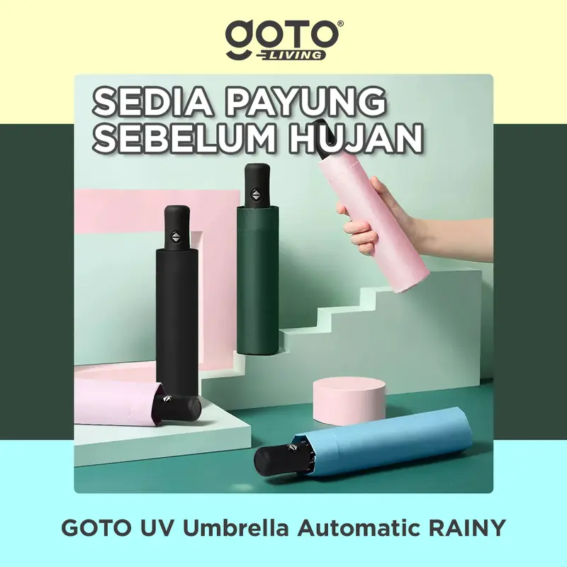 Goto [COD] Rainy Payung Umbrella Lipat Besar Polos Anti UV Otomatis 0