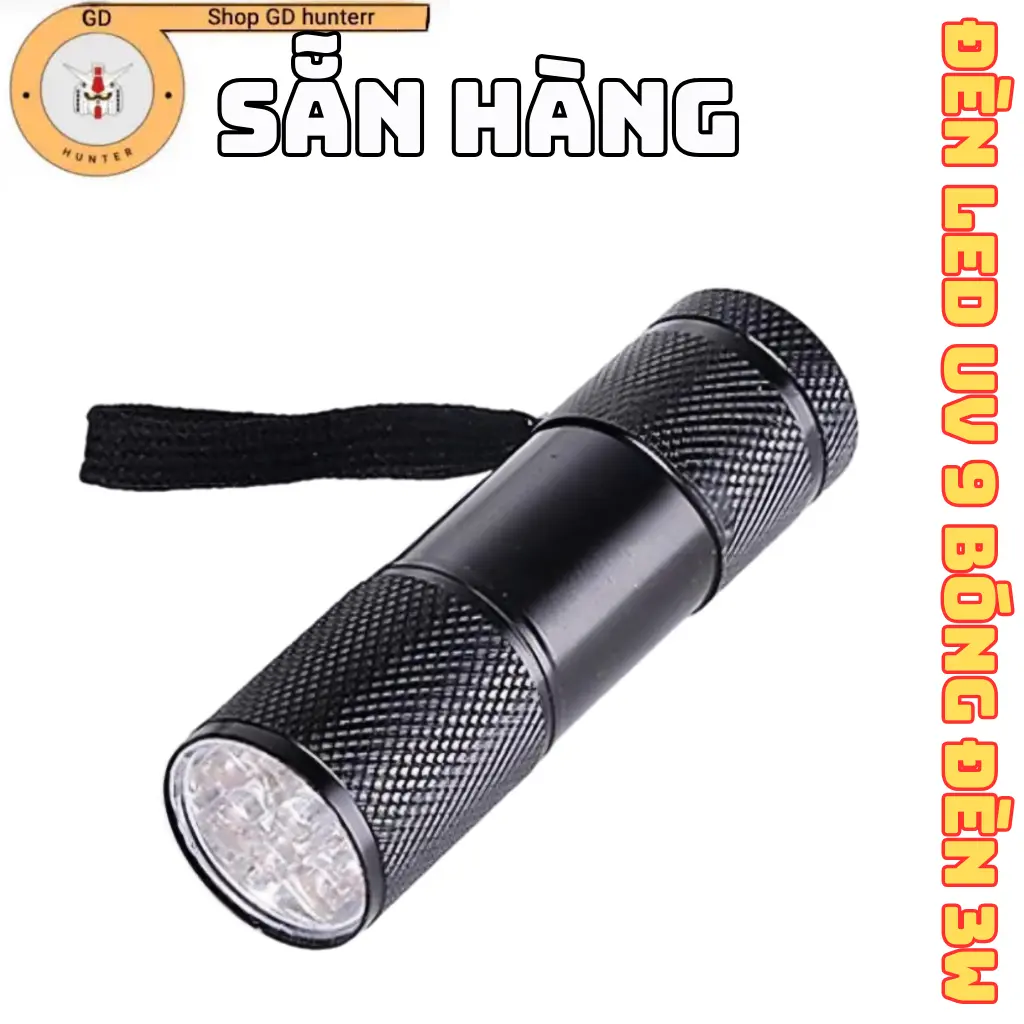 [CÓ SẲN] Đèn Pin LED UV Đa Năng Có 9 Bóng Đèn 3W Sấy Keo UV, Soi Mô Hình Decan Gundam - UV9