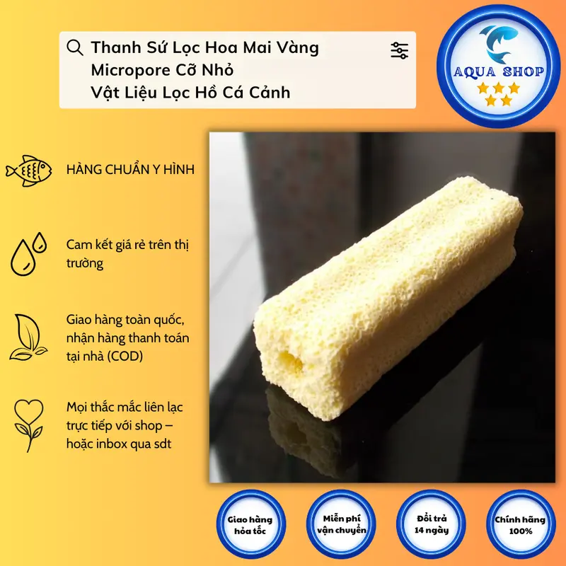 Thanh Sứ Lọc Hoa Mai Vàng Micropore Cỡ Nhỏ - Vật Liệu Lọc Hồ Cá Cảnh 1