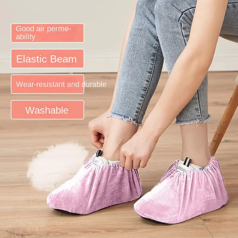 Flannelette Shoe Cover Household Shoe Cover Can Be Used Repeatedly No. plus-Sized Thickened Non-Slip Indoor Wear-Resistant Hospitality Anti-Oil Anti-Stepping Non-Slip