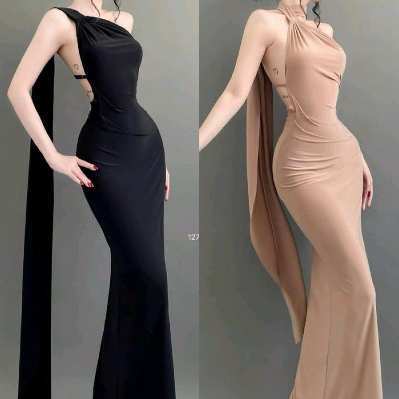 Đầm Cổ Chéo Choàng Dây Bản Cổ Yếm - Hở Lưng Phối Dây - Dài Maxi Ôm Body - đầm ôm body váy dự tiệc váy xinh đầm nữ Women Dress váy  thắt vaytet đi