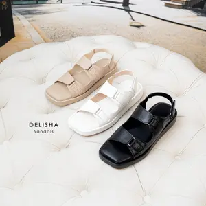 TheMoon.Store DELISHA Sandal wanita sepatu sandal Empuk Sendal sepatu Wanita sandal tali belakang hitam karet Putih