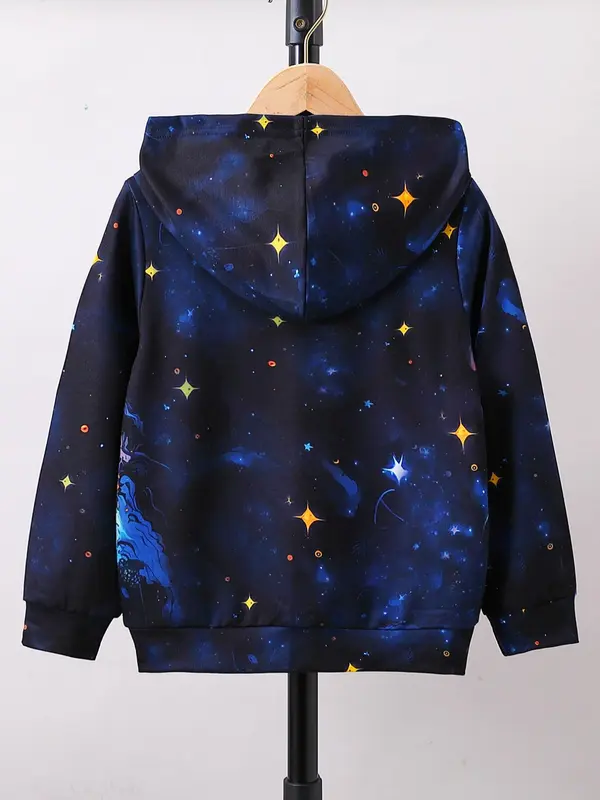 Boy's Fashion Space Astronaut Print Hoodie,  Long Sleeve Galaxy Print Pullover For Daily Wear, Casual Comfy Kids Clothes For Spring & Fall 1