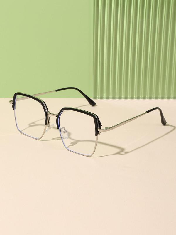Simple Anti-blue Light Eyeglasses for Everyday Use, Basic Square Frame Fashion Eyeglasses for Women & Men, Fashion Eyeglasses for Daily Clothing Decor 4