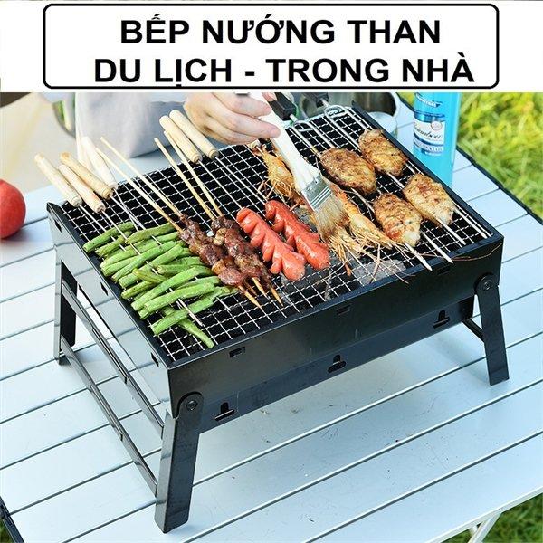 Bếp nướng BBQ, Nương than hoa, than củi, trong nhà & ngoài trời thông minh gấp gọn đi dã ngoại du lịch tiện lợi