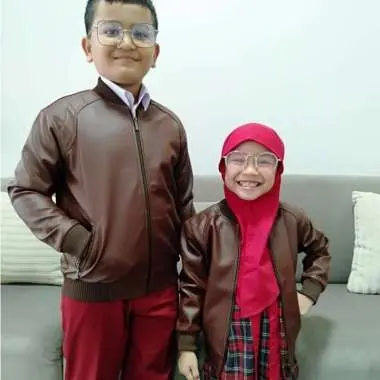 Jaket Kulit anak laki-laki / perempuan model Bomber Bahan Vienna 100% Umur 3-12 tahun 3