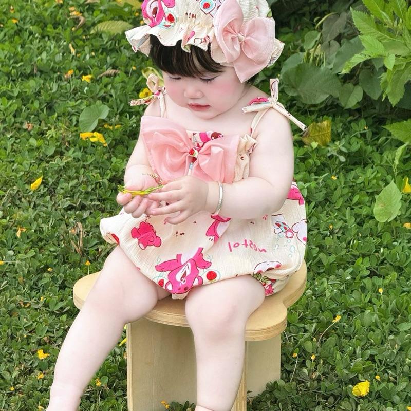 Bodysuit Cho Bé Phối Nơ Xinh Body Em Bé  Chất Organic Mềm Mại Thoáng Mát Từ 3-12kg 0