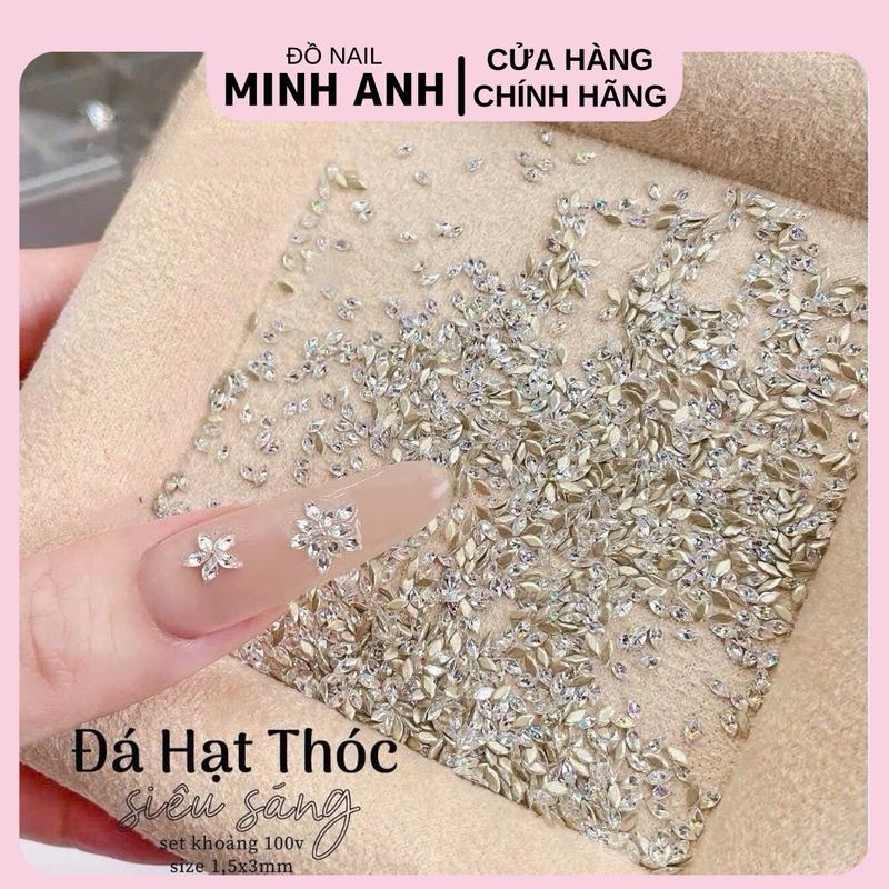  Sét khoảng 100v đá khối hạt gạo chân bằng size SUPER MINI 2-4mm - hãng ANGELICA Nữ Women 