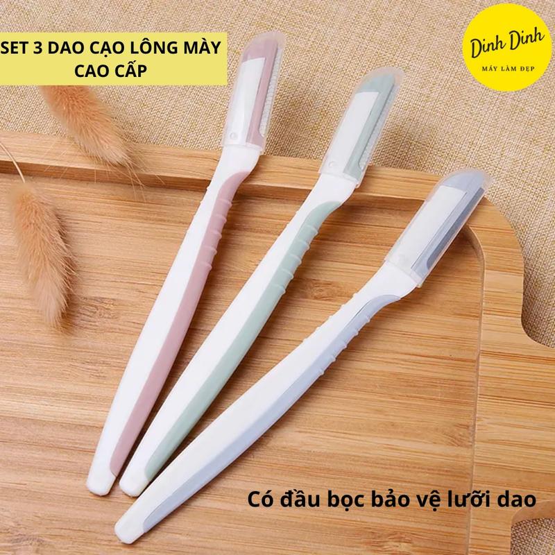 Dao cạo lông mày, chân mày LML cao cấp set 3 chiếc sắc bén, chống gỉ, có nắp đậy