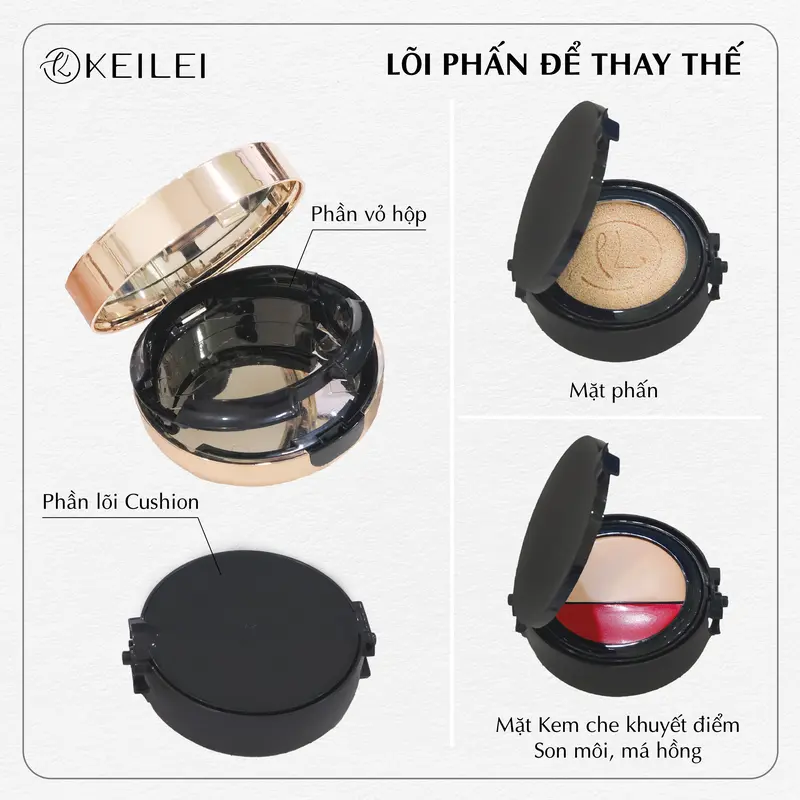 [LÕI CUSHION] Phấn nước đa năng 3 trong 1 KEILEI - 3 in 1 Radiance Cushion KEILEI Trang Điểm Cosmetic, thay thế tiết kiệm Mỹ Phẩm Nữ Women 4