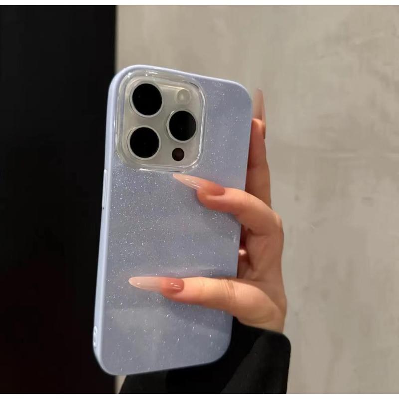  Ốp Điện Thoại Lấp Lánh Màu Pastel Thời Trang Sang Trọng Tương Thích Với iPhone 17 16e 16 15 14 13 12 11 Pro MAX Plus Ốp Lưng Cứng Viền Mềm Lấp Lánh Màu Đen Và Hồng  DS  