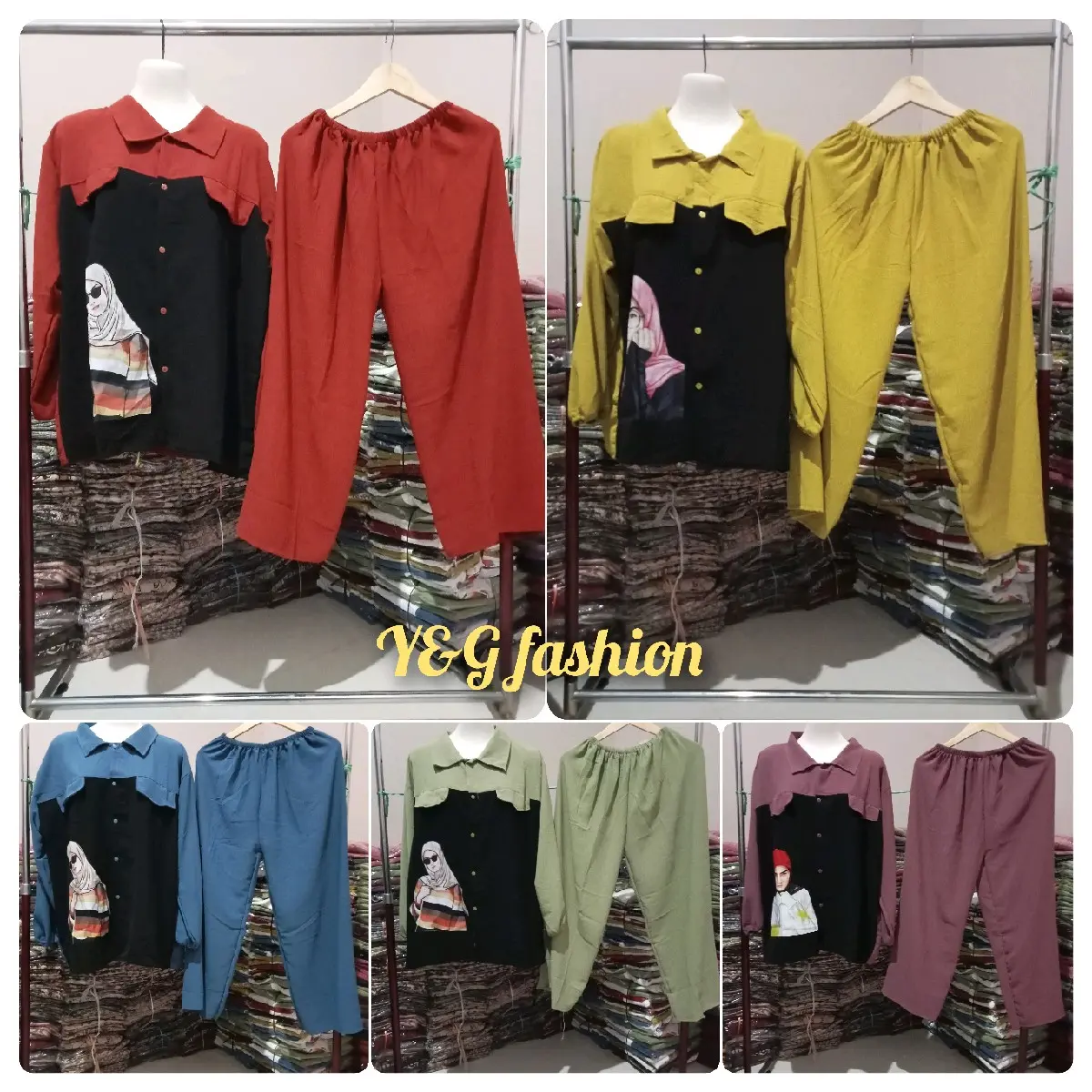 setelan viral oversize printing/setelan wanita dewasa bahan crinkle/setelan crinkle kombinasi terbaru
