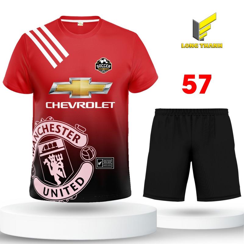 Bộ quần áo bóng đá, đồ đá banh MC Đỏ Đen, thể thao Long Thanh Top Sport