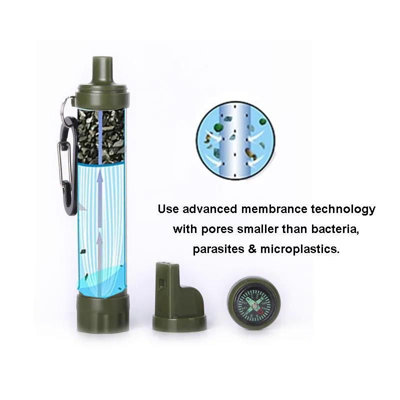 Personal WATER PURIFICATORS with Filter Survival Kit with Whistle, Compass, Hiking Pajita for Safety and Survival Camping Supplies 4