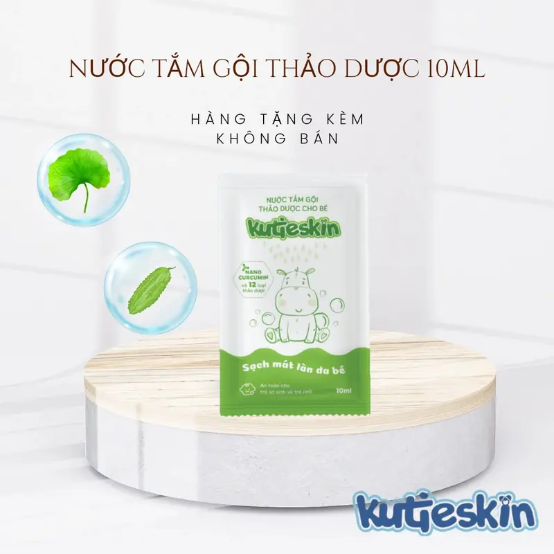 Nước tắm gội thảo dược Kutieskin 10ml cho bé ( Hàng tặng kèm không bán) nuoctam thaoduoc 2