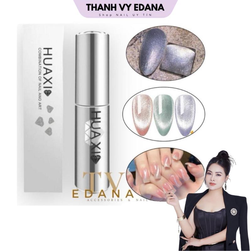 Sơn gel mắt mèo kim cương màu vàng và bạc và đỏ THANH VY EDANA