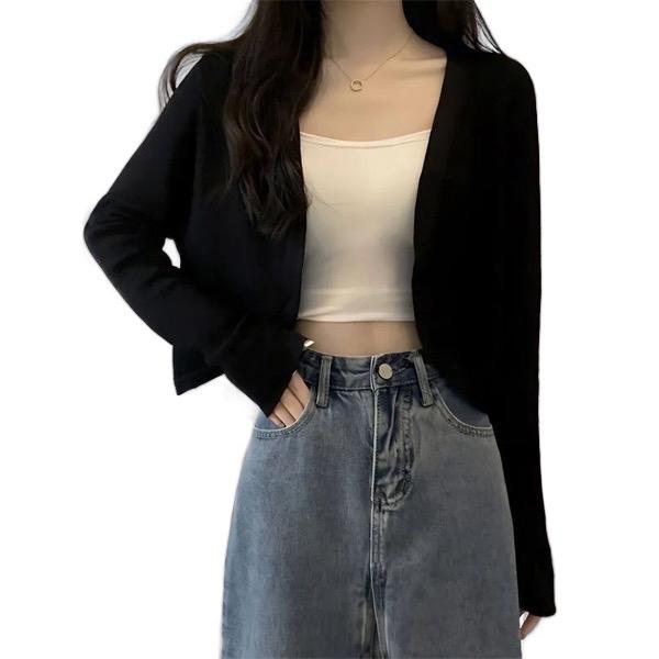áo khoác croptop tay dài cho nữ bigsize 60-100ki Trơn Women